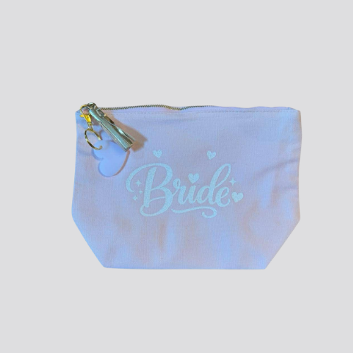 Pink Pouch w/ “Bride” in White Sparkle
